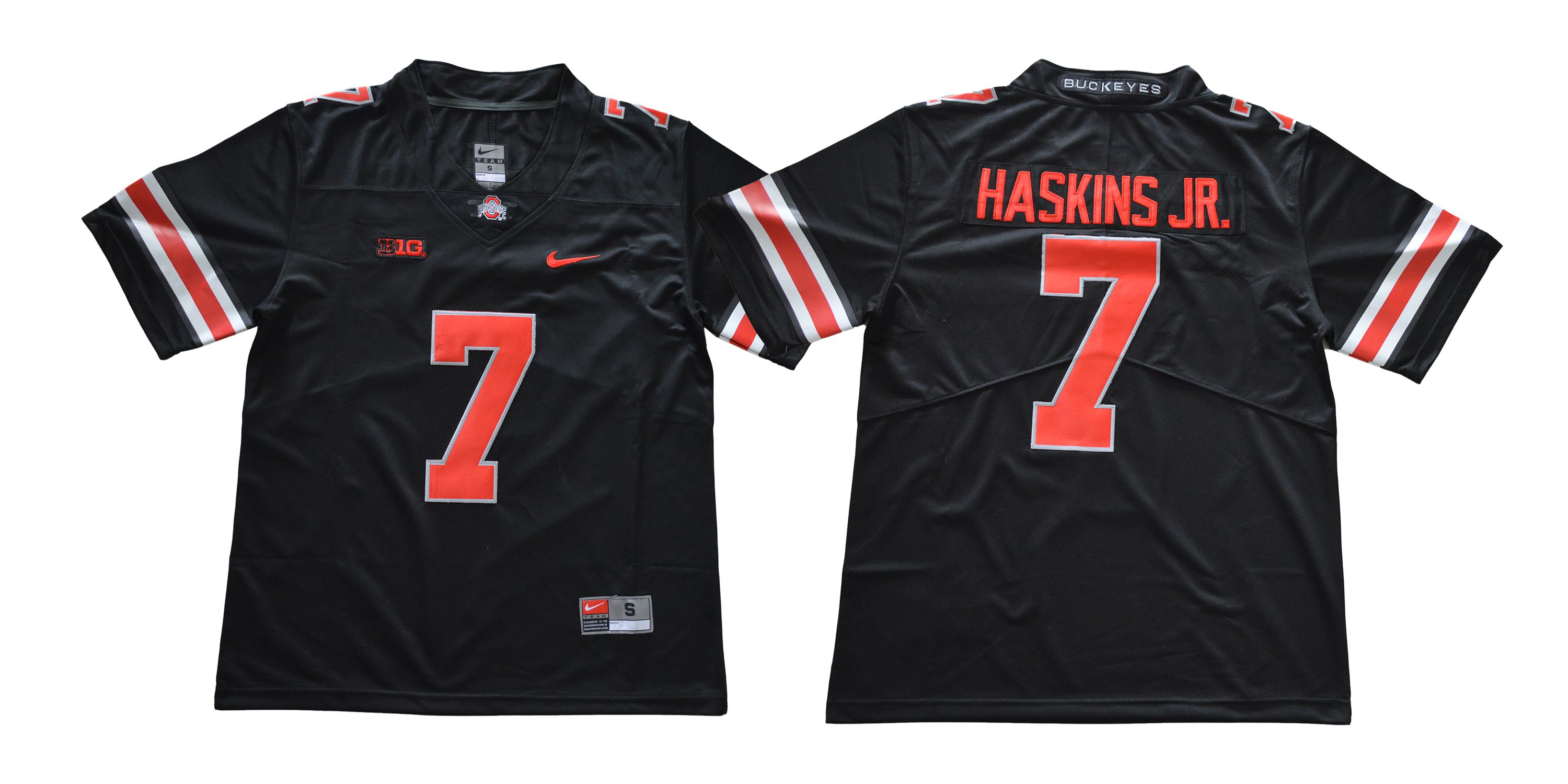 Men Ohio State Buckeyes 7 Haskins jr Black red Nike NCAA Jerseys